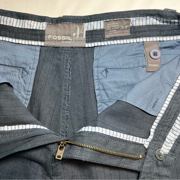 NEW NWT Fossil 54 Hampton Stripe Blue Cotton Shorts Size 34 - Picture 4 of 8